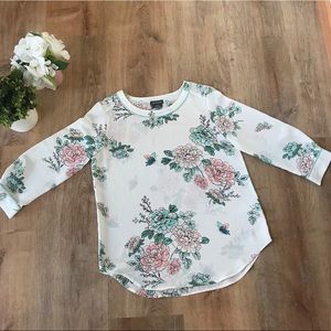 Van Heusen White and Pink Floral Blouse